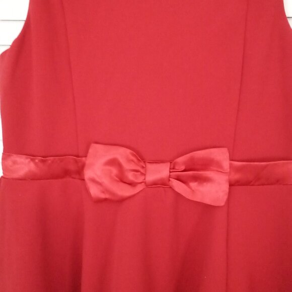 CALVIN KLEIN 8 GIRLS FLARE RED HOLIDAY PARTY CHRISTMAS SHEER SATIN BOW KEY HOLE - Picture 4 of 13